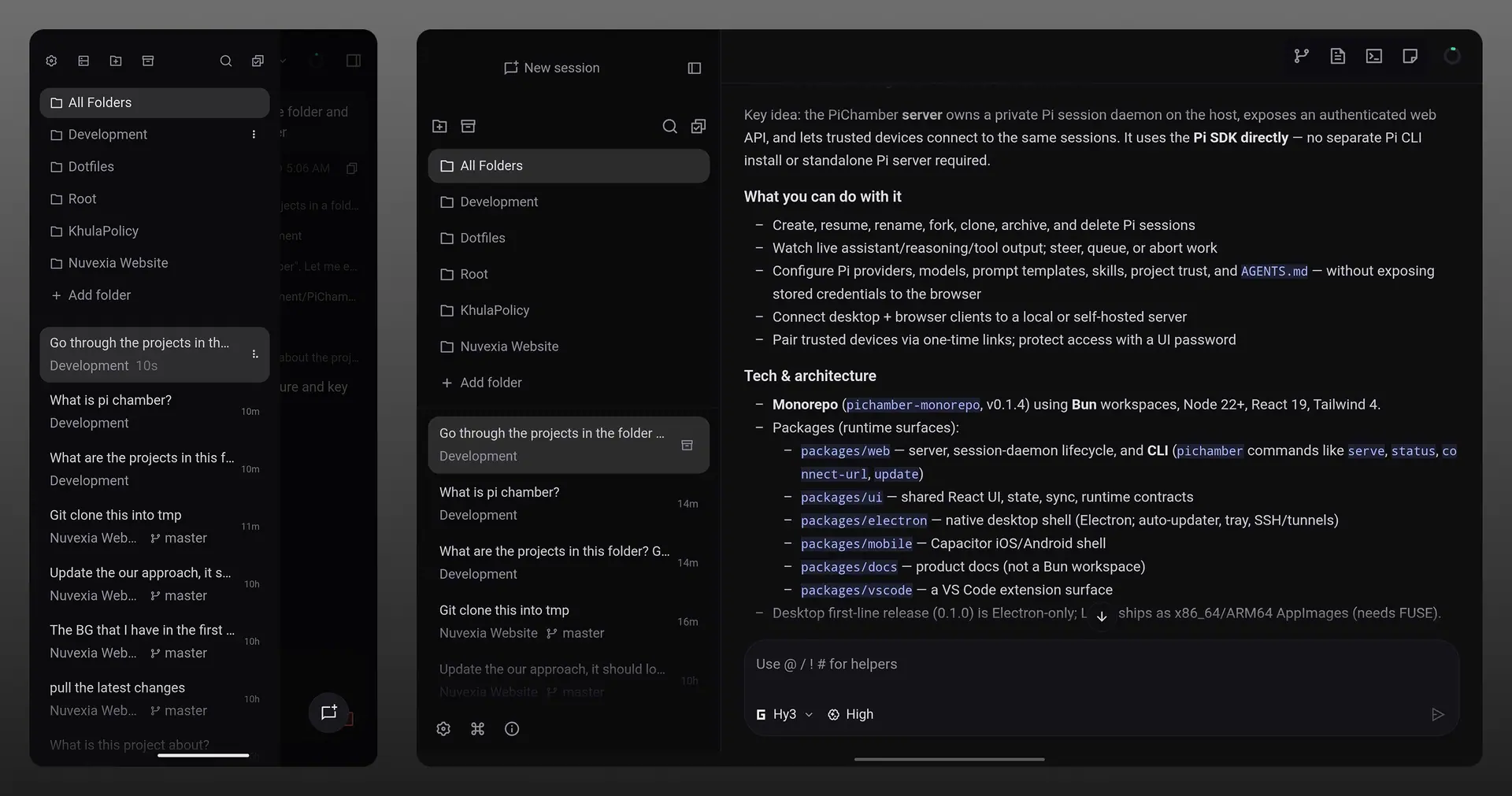 PiChamber on mobile with multiple sessions