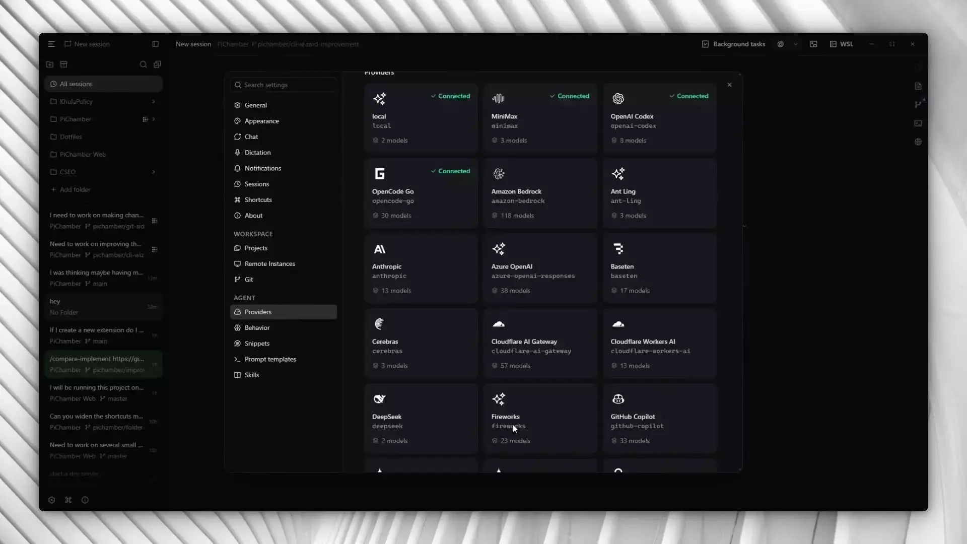 Pi native features in PiChamber, providers, skills, prompt templates, and AGENTS.md